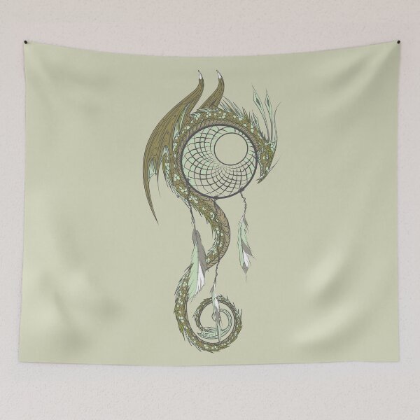 Item preview, green dragon spirit dreamcatcher designed and sold by scottswandesign.