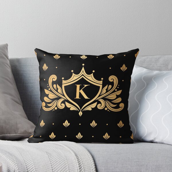 Artikelvorschau, Monogramm-Anfangsbuchstabe K. Personalisierter Entwurf. Gold und schwarzer Luxusrahmen mit Krone. entworfen und verkauft von Annartlab.