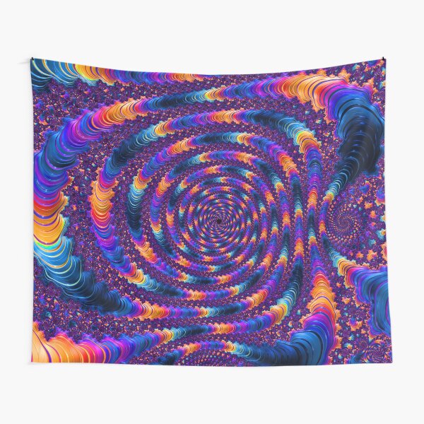 Aperçu de l'œuvre Rayures Fractales Spirales Bleu Orange créée et vendue par roseglasses.
