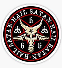 Occult Hail Satan Baphomet in Pentagram Sticker