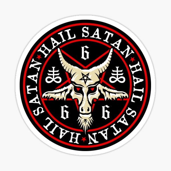 Occult Hail Satan Baphomet in Pentagram Sticker