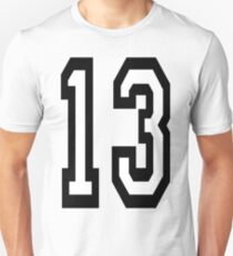13, TEAM SPORTS, NUMBER 13, THIRTEEN, THIRTEENTH, ONE, THREE, Competition, Unlucky, Luck Slim Fit T-Shirt