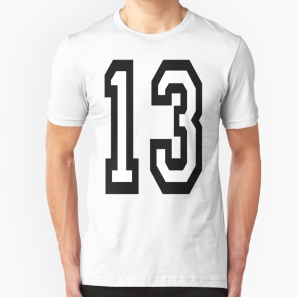 13, 13th, TEAM SPORTS, NUMBER 13, THIRTEEN, THIRTEENTH, ONE, THREE, Competition, Unlucky, Luck. Slim Fit T-Shirt
