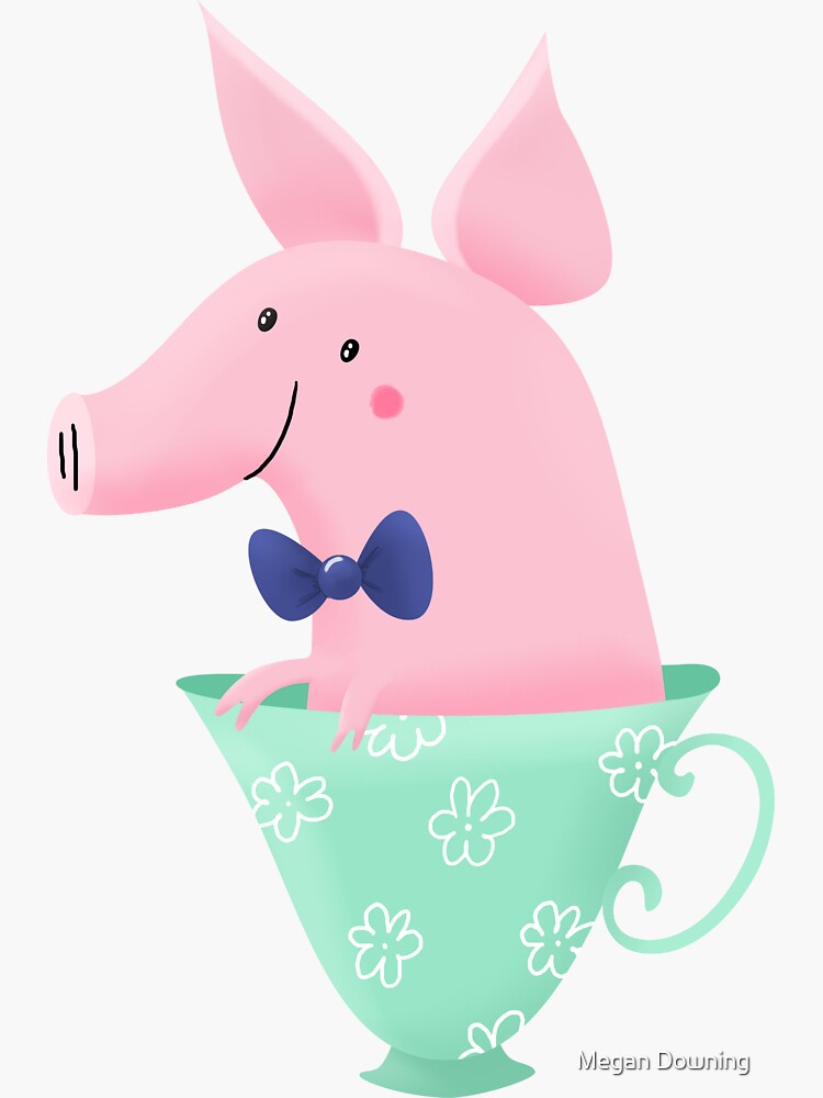 "Teacup Pig" Sticker for Sale by pigandpumpkin Redbubble