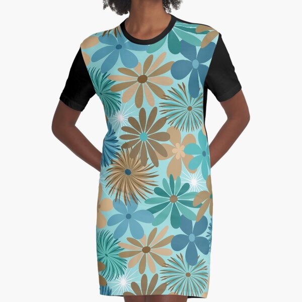 Vista previa del artículo con la obra «Flashback Floral - Azul y Marrón», diseñado y vendido por Elsy's Art.