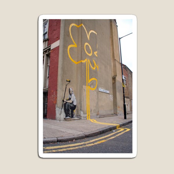 Item preview, Banksy Yellow Lines Flower Painter designed and sold by ManwithaCamera.