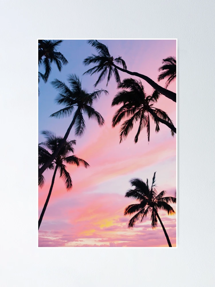 Pink Sunset Palm Trees Poster for Sale by newburyboutique