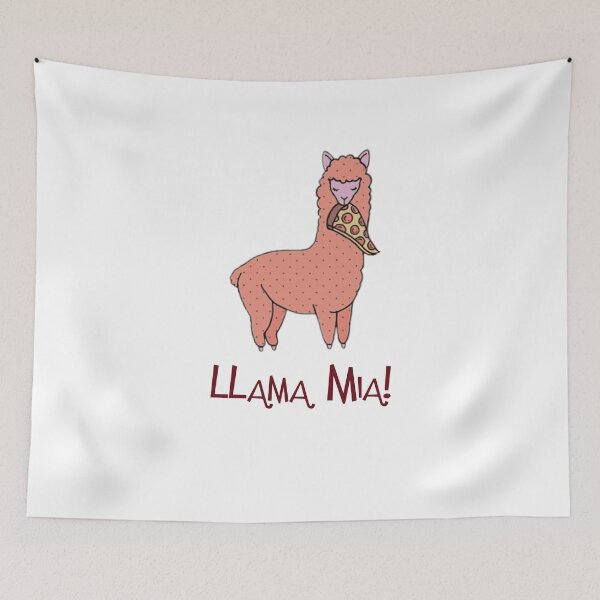 Item preview, Cute Pink Llama Eating Pizza--Llama Mia! designed and sold by undeadkoala.