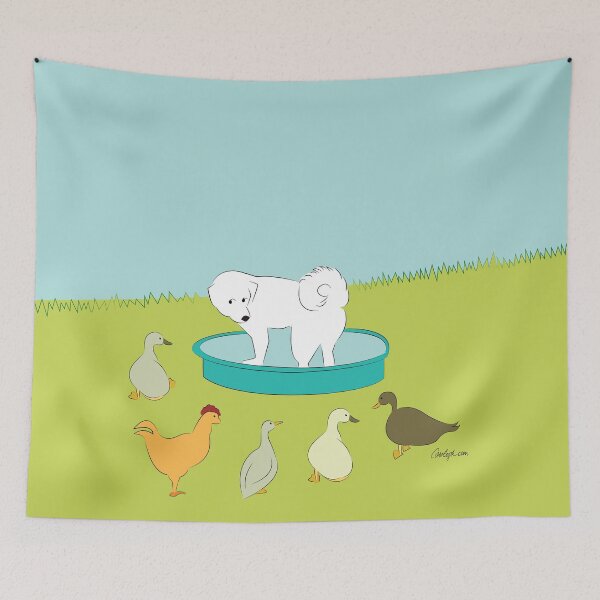Item preview, Great Pyrenees Versus the Birds - Great Pyrenees Stickers, Mugs, Clock, Apparel, Gifts designed and sold by caroleighdeneen.