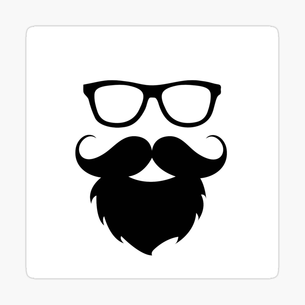 Funny Hipster Beard Face Silhouette