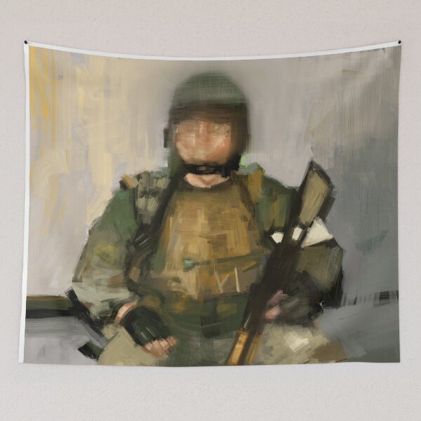 Item preview, Digital traditional painting of a portrait of a military man in uniform with blurry face illustration  designed and sold by christianmuller.