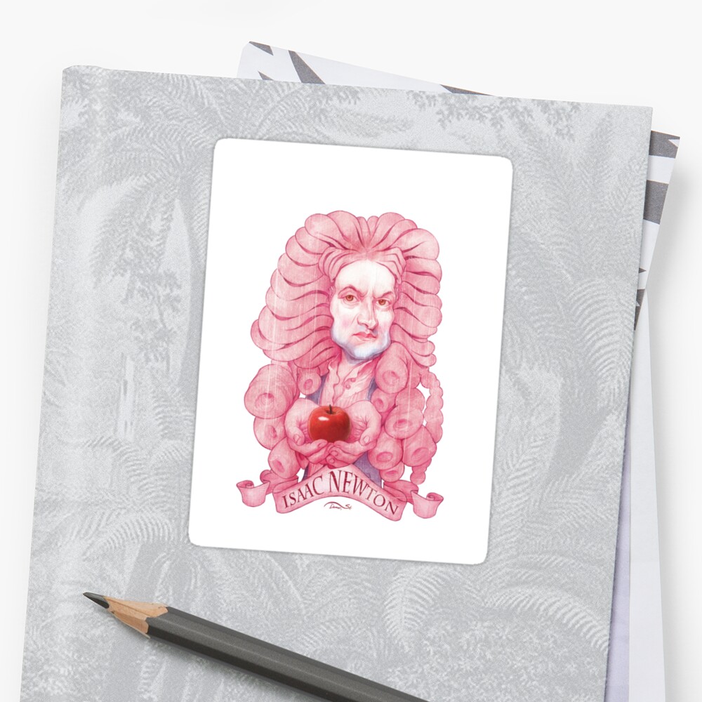 Isaac Newton Illustration Sticker By Damosart Redbubble 0557
