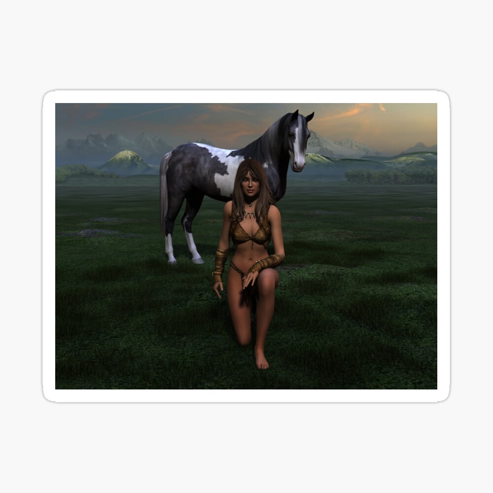 Erotic art hot sex Girl and horse green