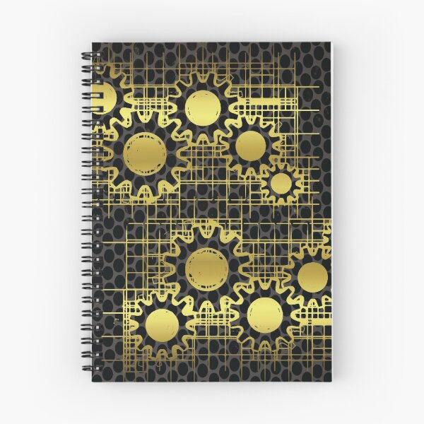 Item preview, Golden Metallic Gears with Perforated Metal Pattern On Black Background designed and sold by infinitygrafix.
