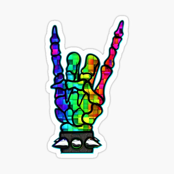 Item preview, HEAVY METAL HAND SIGN - rainbow cubes *awesome UNLISTED designs in my portfolio* designed and sold by sleepingmurder.