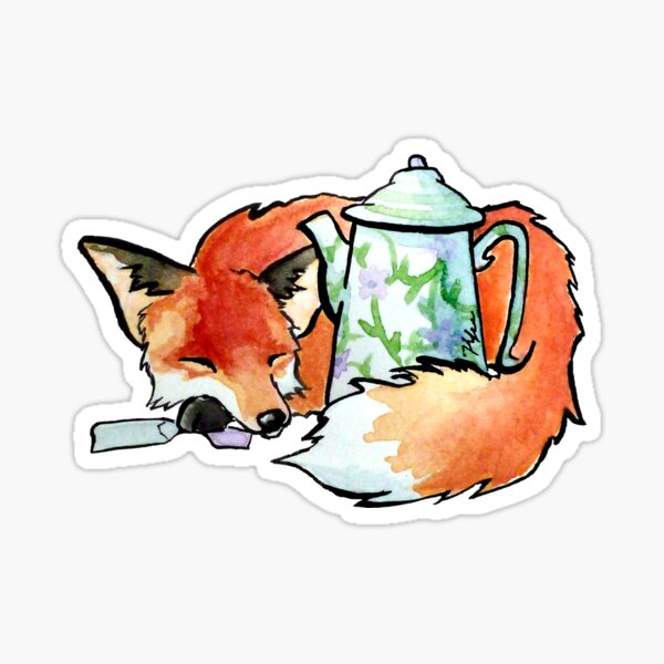Item preview, Sleepy Fox Tea Time designed and sold by LittleCatStudio.