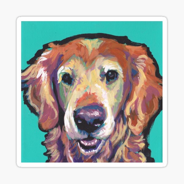 Senior Golden Retriever Dog Bright colorful pop dog art Sticker