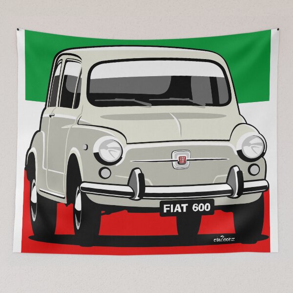 Item preview, Fiat 600 white designed and sold by car2oonz.