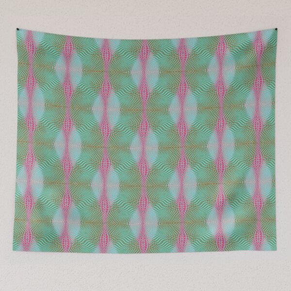 Item preview, Large green and pink opaque curves under twisted shapes designed and sold by ShapesColors.