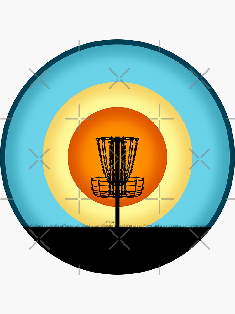 "Colorful Disc Golf Basket" Sticker for Sale by perkinsdesigns Redbubble