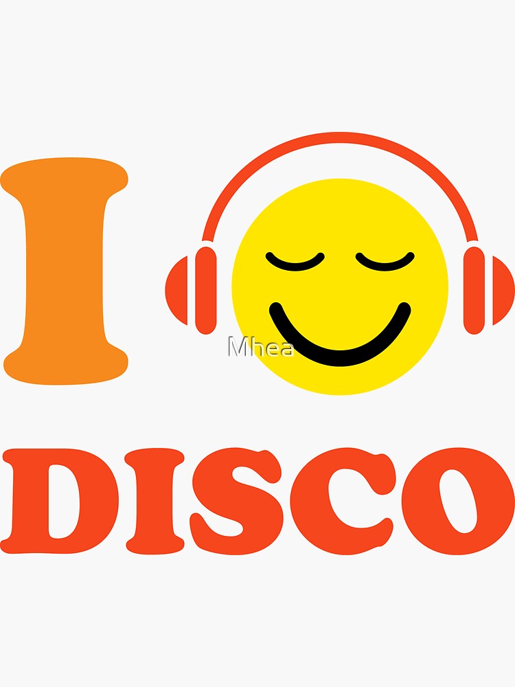 I love disco stickers with music happy face wearing headphones | Sticker