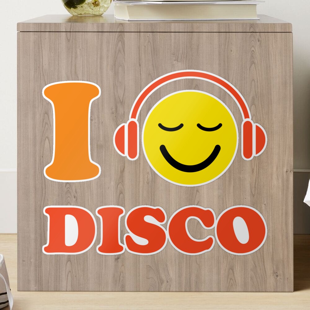 I love disco stickers with music happy face wearing headphones | Sticker