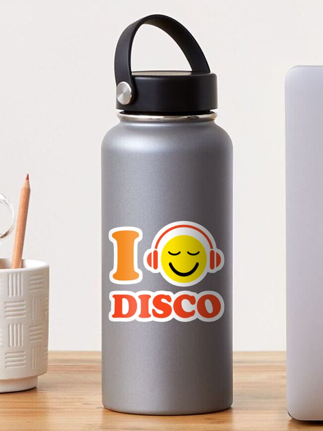 I love disco stickers with music happy face wearing headphones | Sticker