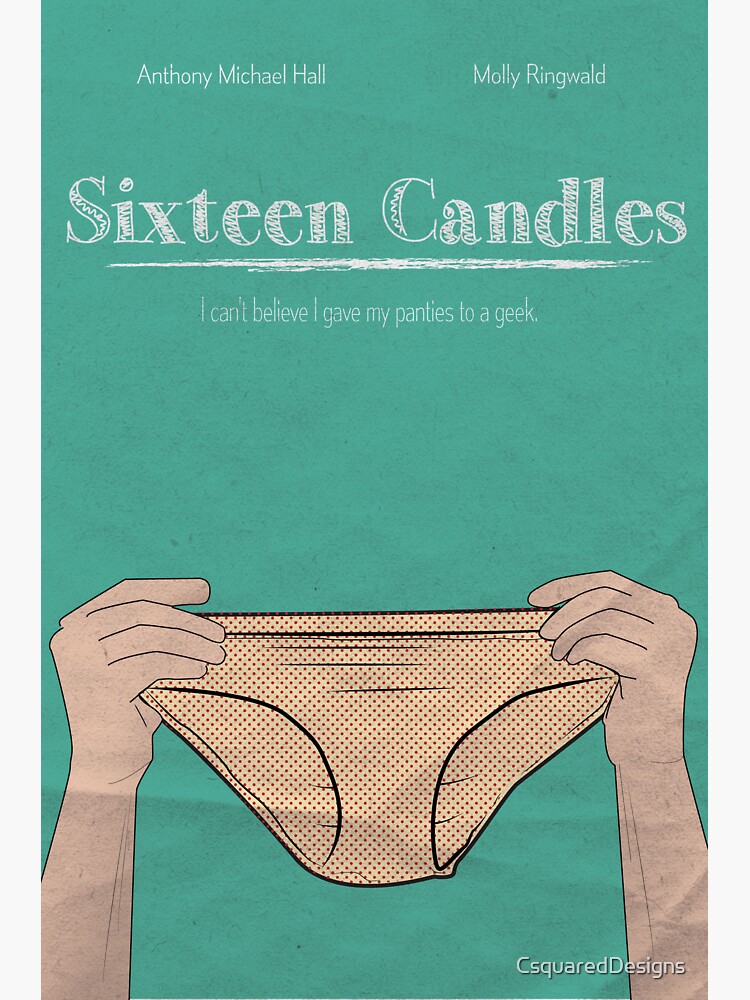 "Sixteen Candles Minimalist Movie Poster" Sticker by CsquaredDesigns