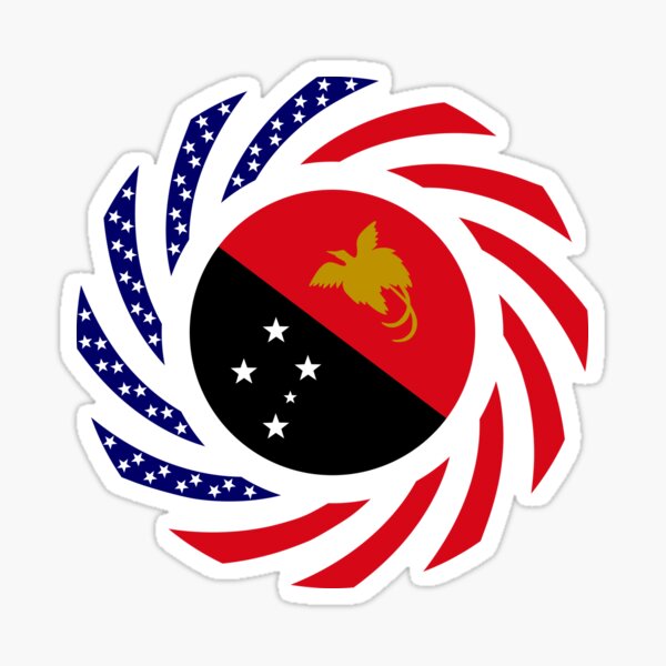 Papau New Guinean American Multinational Patriot Flag Series Sticker