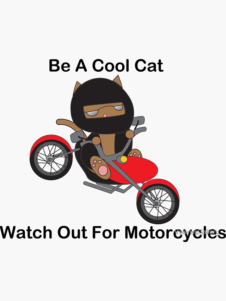 Thumbnail 3 of 3, Sticker, Motorcycle Biker Cat designed and sold by ValeriesGallery.