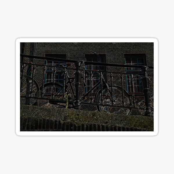Item preview, Neon Bicycle Against Railing designed and sold by ValeriesGallery.