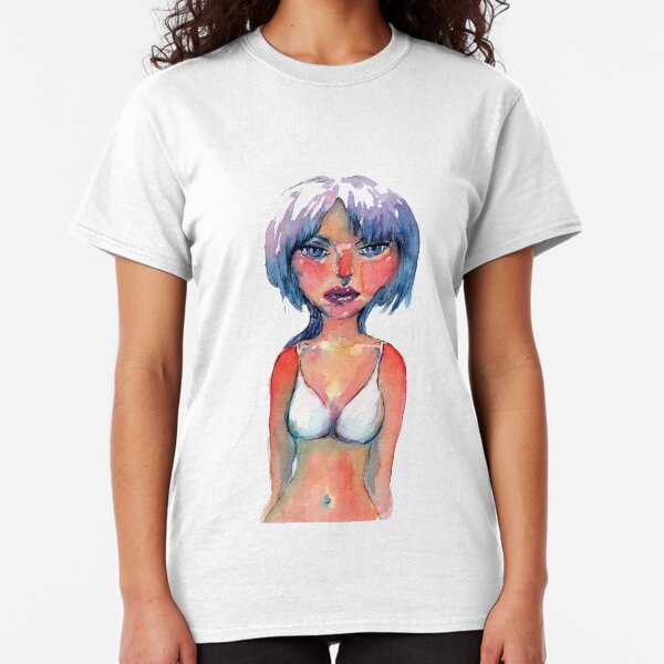 Girl with Lavender Hair in White Swimsuit Classic T-Shirt