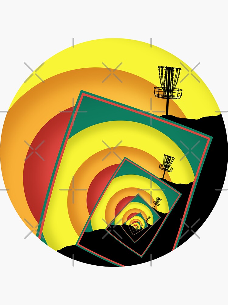 "Spinning Disc Golf Baskets 3" Sticker for Sale by perkinsdesigns