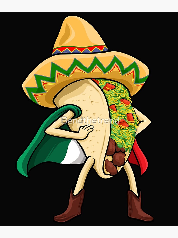 Impression photo for Sale avec l'œuvre « Super Taco Drapeau Mexicain  Sombrero » de l'artiste Bendthetrend
