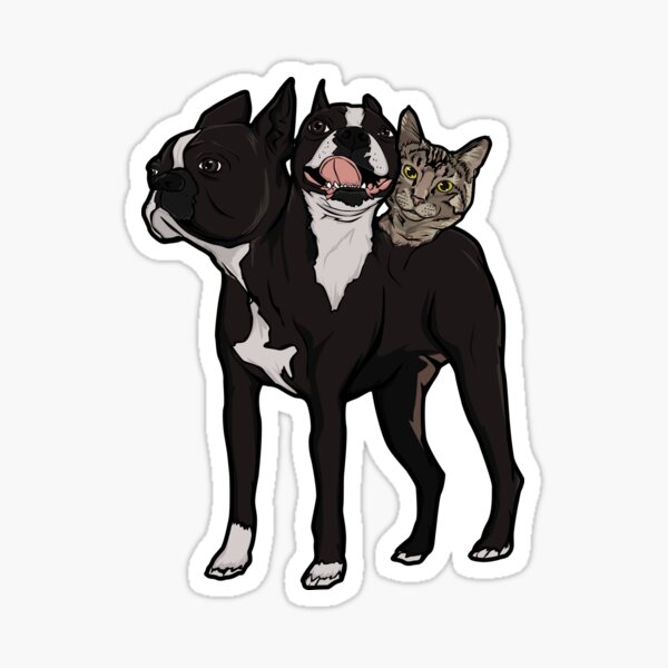 3 Headed Cat Dog Sticker