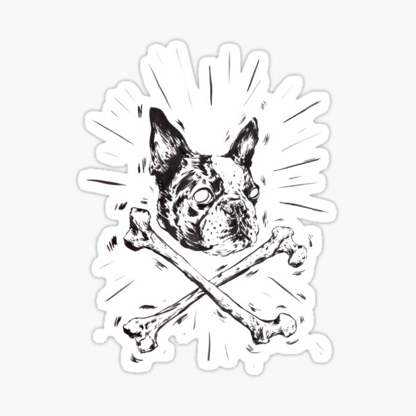 Pirate Boston Terrier Flag Sticker