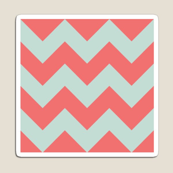 Mint Green and Coral Chevron Magnet