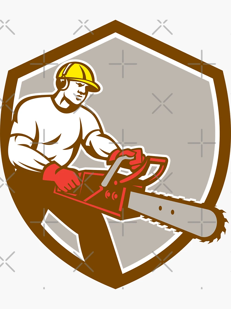 Lumberjack Tree Surgeon Arborist Chainsaw Shield | Sticker