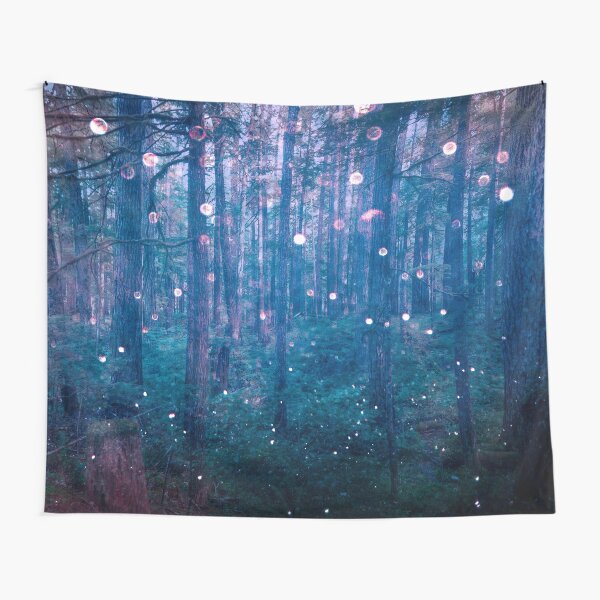 Forest Trees Magical Path - Blue Magic in the Woods Tapestry