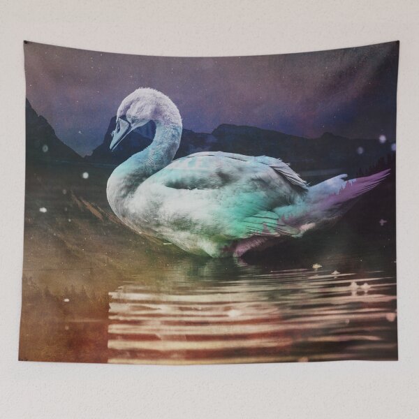 Item preview, Bosque Montañas Naturaleza Animales - Cisne iluminado por las estrellas designed and sold by artcascadia.