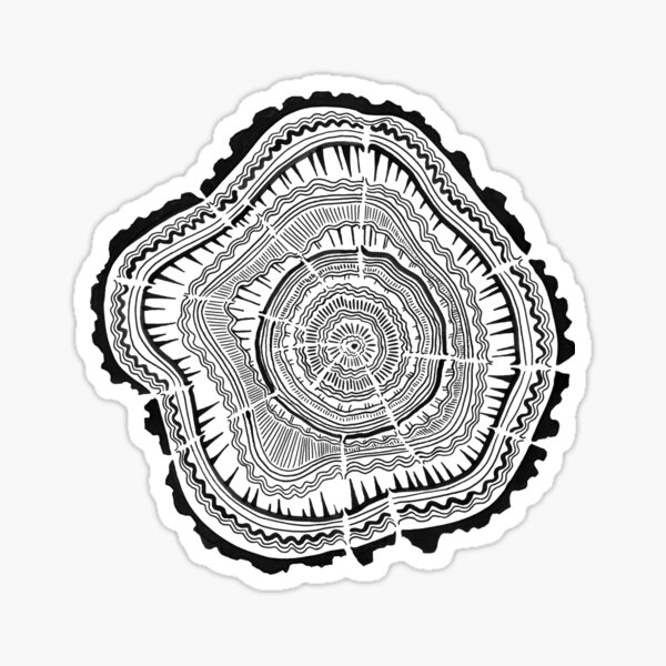 Tree Rings – Black on White Sticker
