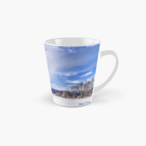 Snowy mountain with clouds Tall Mug