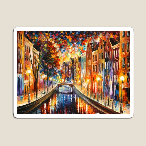Aperçu de l'œuvre AMSTERDAM - CANAL DE NUIT - Leonid Afremov créée et vendue par Leonid Afremov.