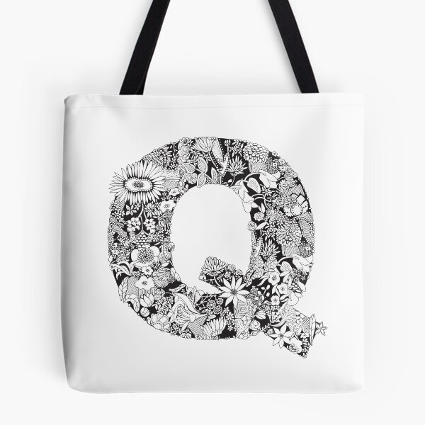 Item preview, Letter Q | Black and white | Flower Pattern | Typography | Name art | Custom designed and sold by hayleylauren.
