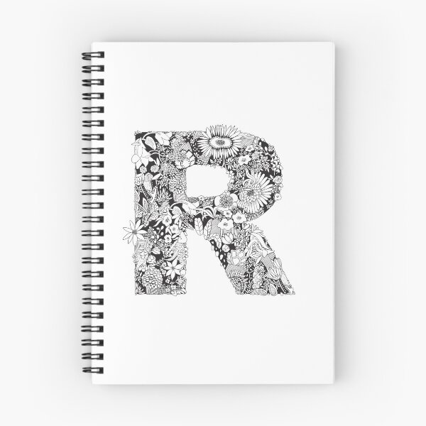 Item preview, Letter R | Black and white | Flower Pattern | Typography | Name art | Custom designed and sold by hayleylauren.