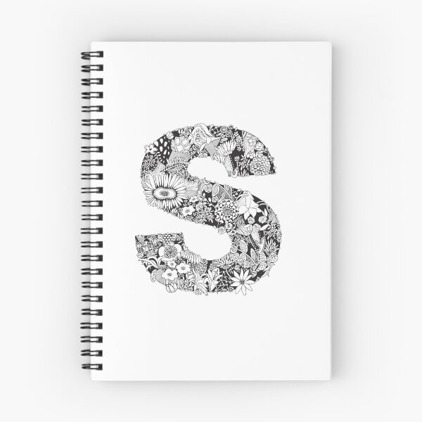 Item preview, Letter S | Black and white | Flower Pattern | Typography | Name art | Custom designed and sold by hayleylauren.