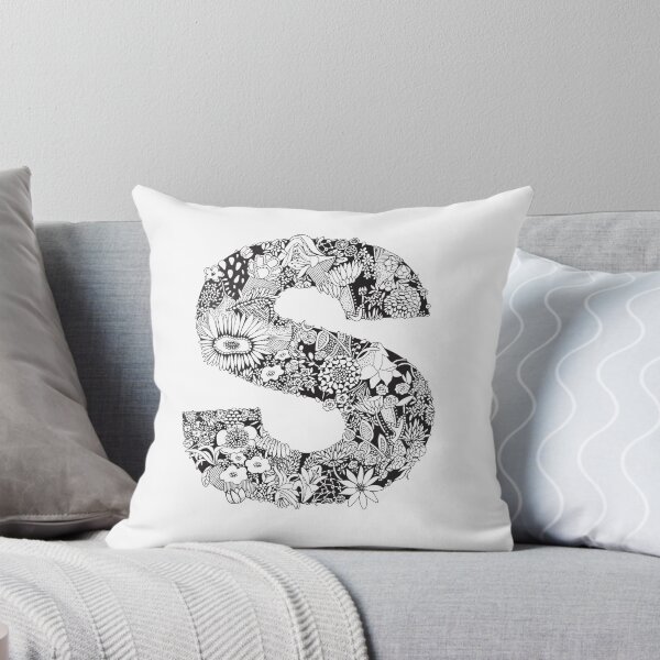 Item preview, Letter S | Black and white | Flower Pattern | Typography | Name art | Custom designed and sold by hayleylauren.
