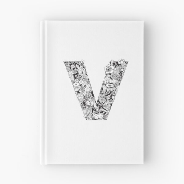 Item preview, Letter V | Black and white | Flower Pattern | Typography | Name art | Custom designed and sold by hayleylauren.