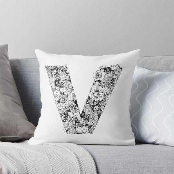 Item preview, Letter V | Black and white | Flower Pattern | Typography | Name art | Custom designed and sold by hayleylauren.