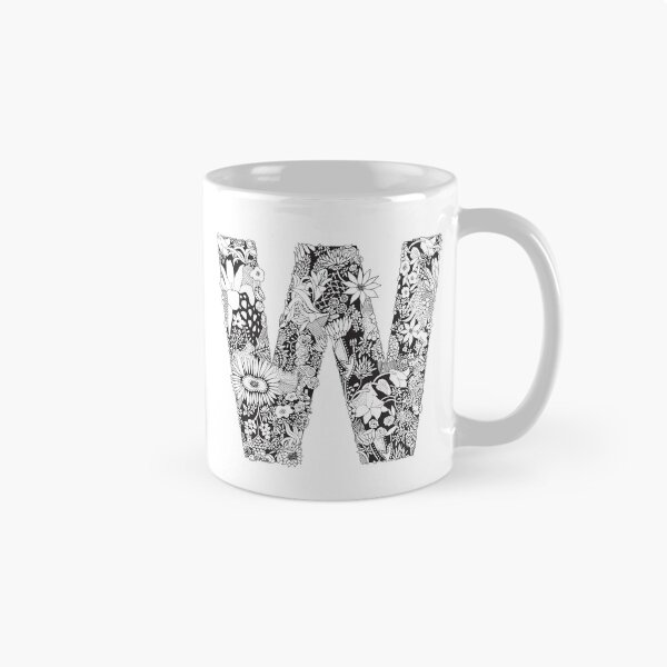 Item preview, Letter W | Black and white | Flower Pattern | Typography | Name art | Custom designed and sold by hayleylauren.